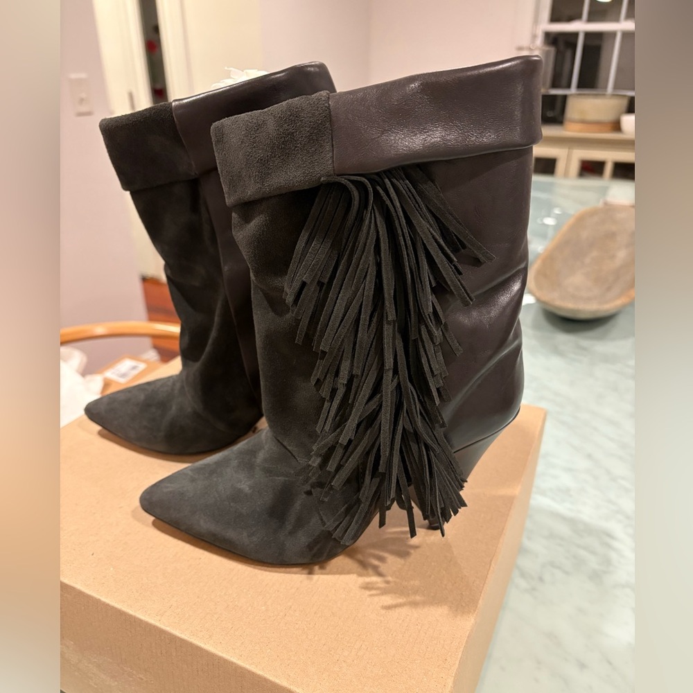 New in Box Isabel Marant for H&M Fringe Boots Gray 39 Suede